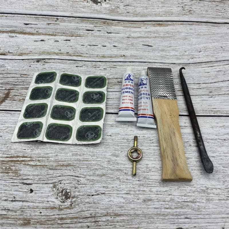 Inner Tube Patch Bicycle Repair Kit, Portable Patch Glue Cloth, Mountain Cold Patch Rubber File Pry Bar