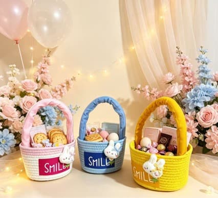 Rabbit souvenir basket woven basket storage basket children's tenth birthday and full moon baby gift box