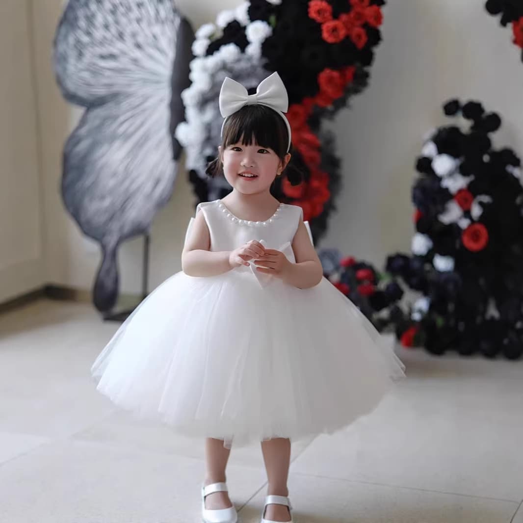 Children's Princess Dress Tulle Tutu Dress Flower Girl Baby First Birthday 2026 New Birthday Gown for Girls
