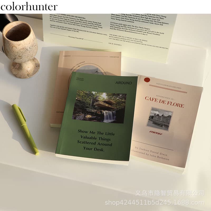 ins French retro English book coffee dessert shop decoration page-turning simulation decoration photography photo props