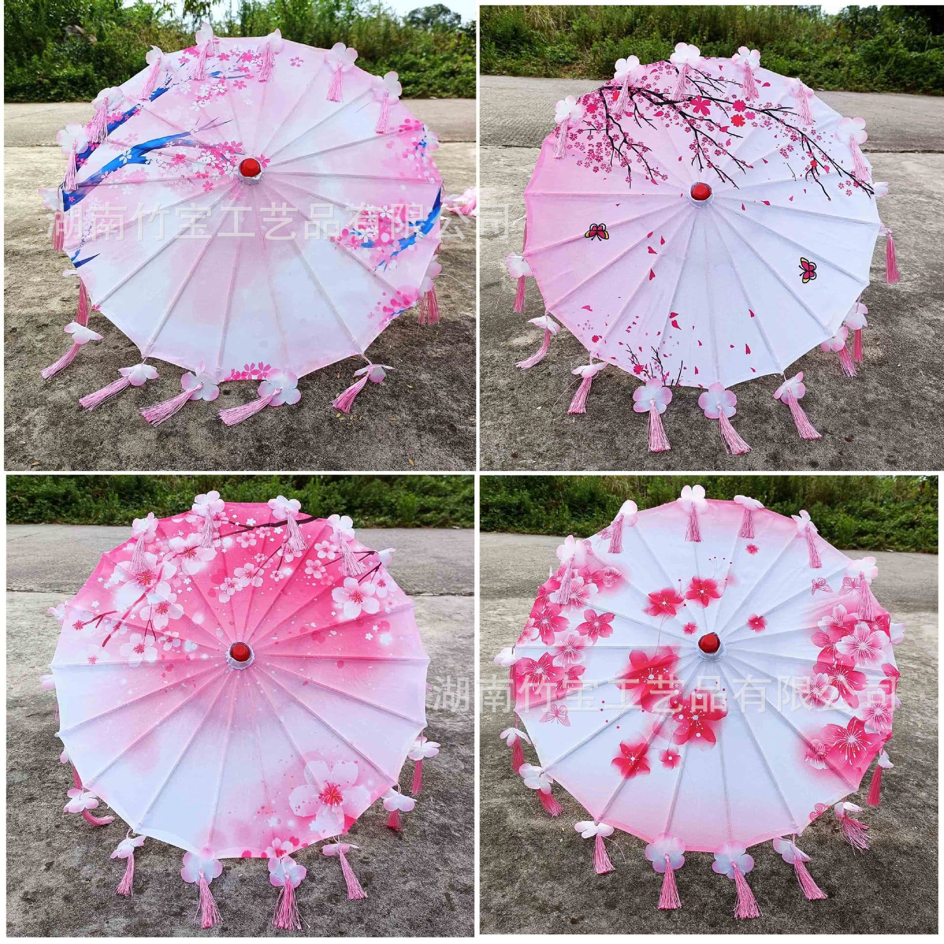 1-60 small cute vintage petal print silk umbrella for toddlers and children, 56cm diameter, street vendor craft umbrella
