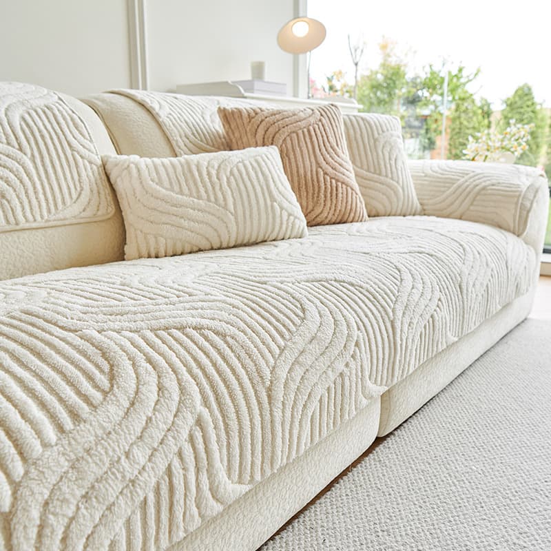 Export Special Cream Style Soft Cotton Velvet Sofa Cushion 2025 New Autumn Winter Plush Thickened Seat Pad Non-Slip Cover Cloth