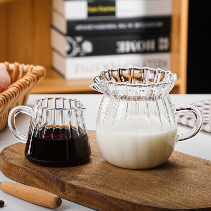 Espresso Shot Glass with Handle, Measuring Cup, Italian Glass Milk Pitcher, Mini Milk Jug with Spout