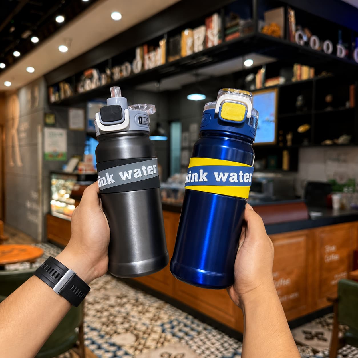 Double-drink insulated cup, portable stainless steel, large-capacity kettle for middle school boys to keep warm and cold for sports and school