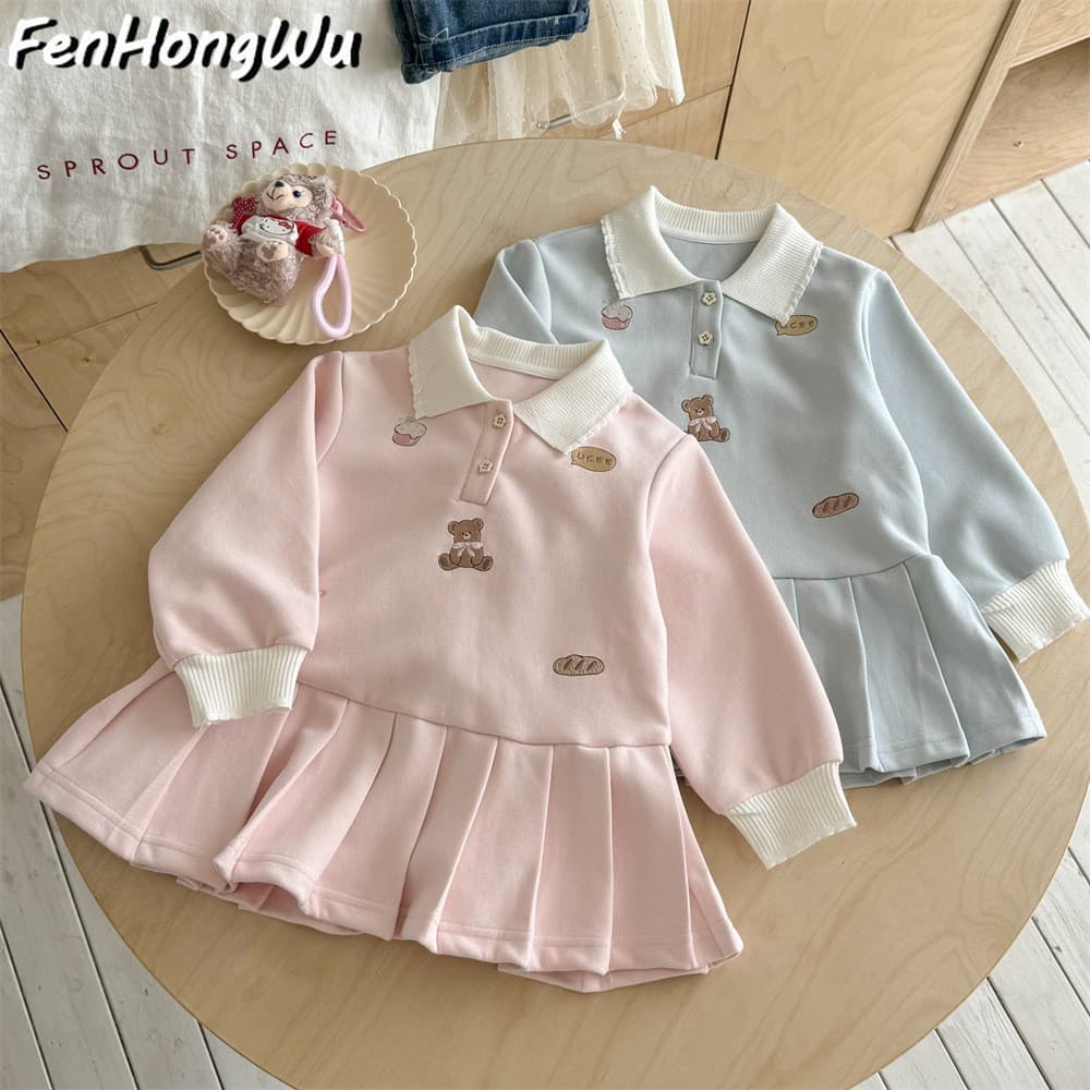 Girls' Dress 2025 Spring/Summer New Style Preppy Kids Polo Dress Princess Style for Baby Girls