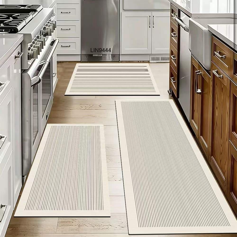 Minimalist Line Kitchen Diatomaceous Earth Floor Mat Set, Stain-Resistant and Wear-Resistant Foot Mat, Easy to Clean Step Mat, Entryway Door Mat