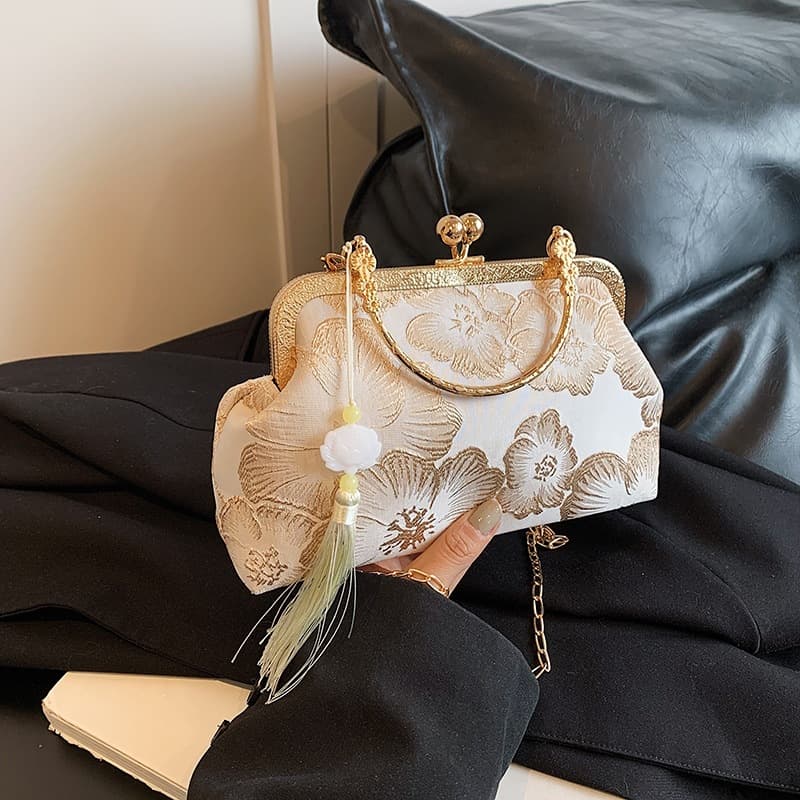 New Chinese-style textured cheongsam bag for women, Chinese-style elegant and atmospheric patterned handbag, premium-feel temperament Chinese-style bag