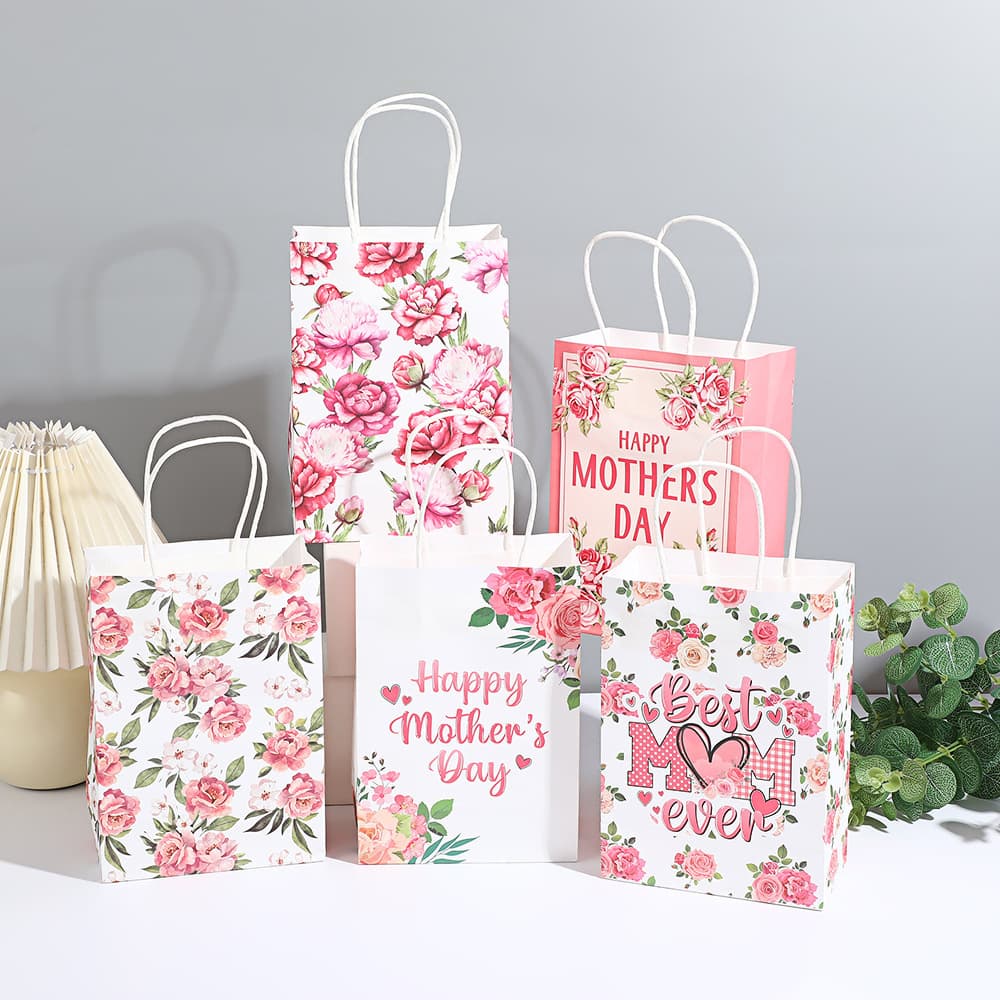 Ins style small fresh plant flower print handbag souvenir packaging bag shopping mall kraft paper shopping bag