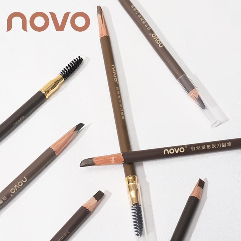 novo Natural Shaping Angled Eyebrow Pencil, Smudge-proof, Defined Strokes, Sharpenable Duckbill Flat Tip, Domestic Makeup