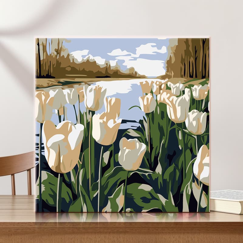 Cross-border landscape DIY digital oil painting children's craft fill coloring acrylic framed decorative painting spot wholesale