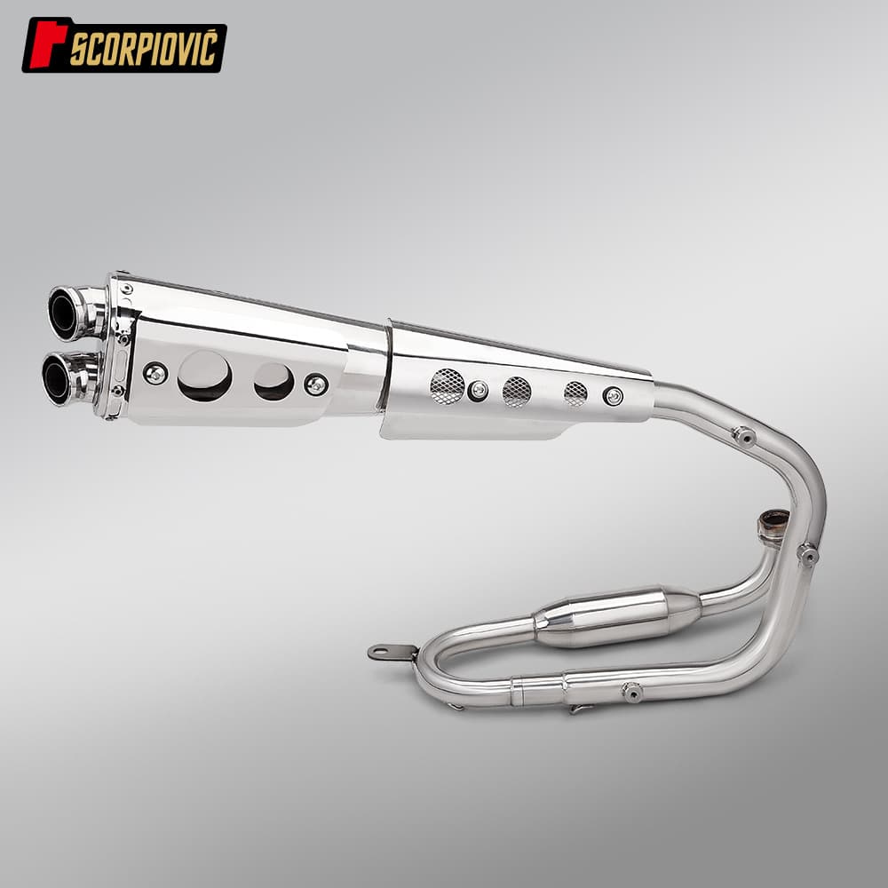 Motorcycle Exhaust Full System Stainless Steel Split Front and Rear Exhaust Pipe Set for Cub CC110