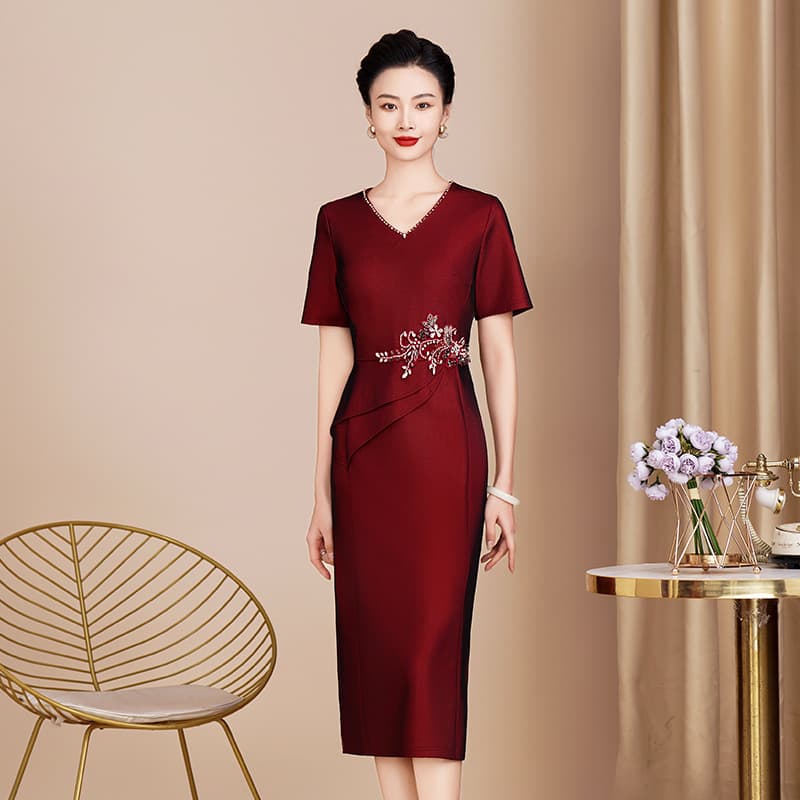 2026 New High-End Cheongsam Chinese Wedding Mother Dress Cheongsam Reception Dress High-End Slim Fit 88656