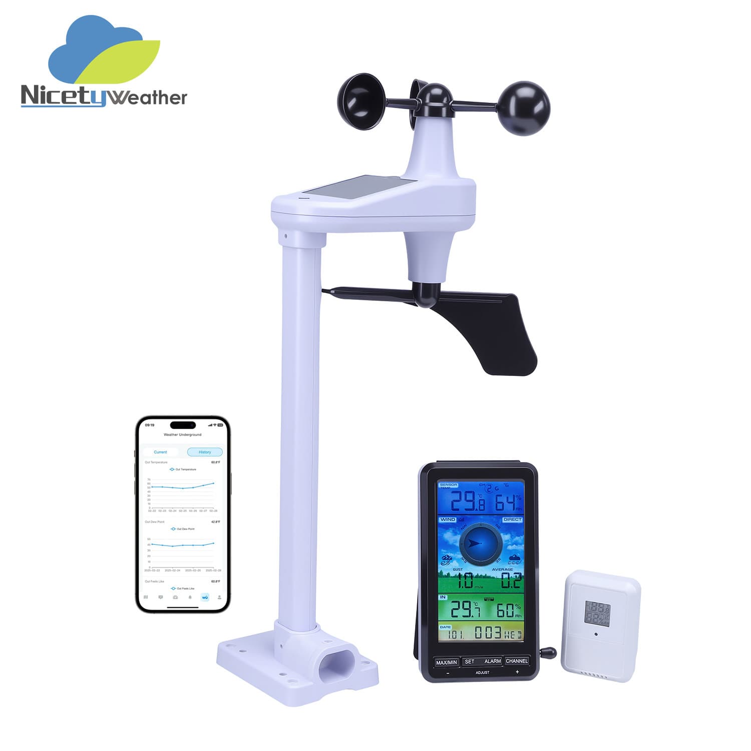 Wind Rain Temperature Humidity! Wireless Weather Station Real-time Transmission Wind Speed Rainfall Thermometer Hygrometer Data Smart Wireless Transmission