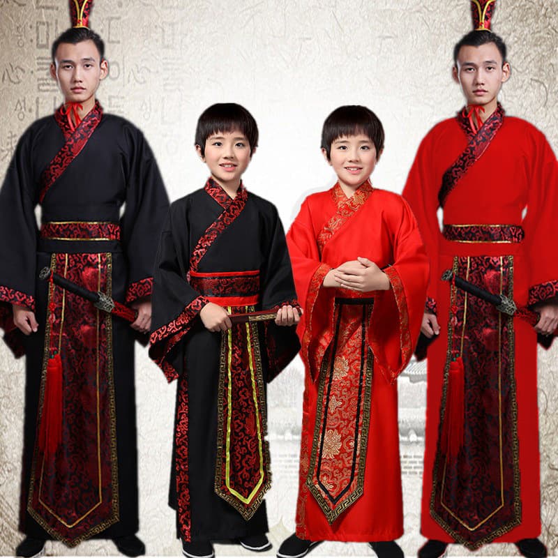 Kids Parent-Child Ancient Chinese Costume for Boys, Father-Son Hanfu, Performance Outfit, Martial Arts Scholar Robe, New Style for Children's Day