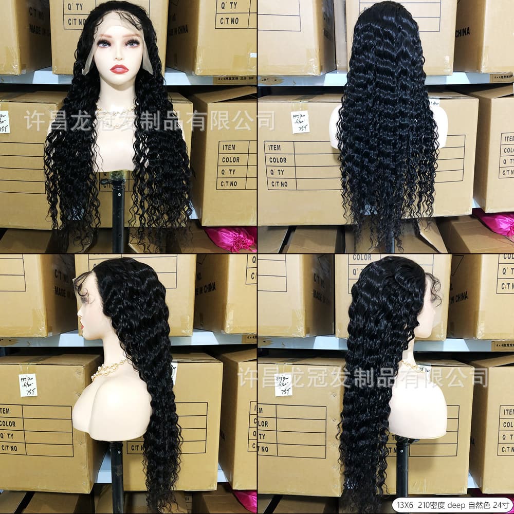 Human hair headgear domestic and foreign curly hair cross-border Amazon European and American new product small curl wig e-commerce long curly hair