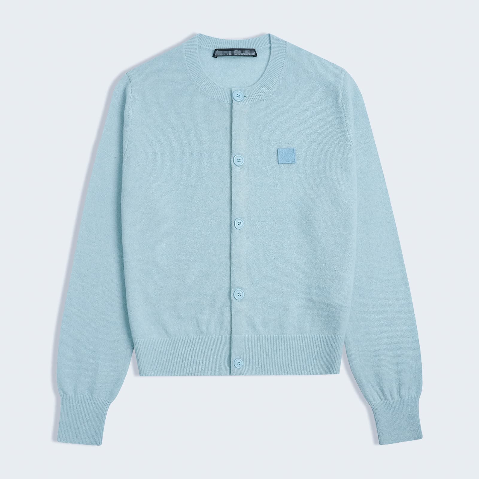High Version AC Smiley Face Cardigan, Liu Yifei Celebrity Same Style Wool Sweater Women's Round Neck Knitwear, Square Embroidery Logo