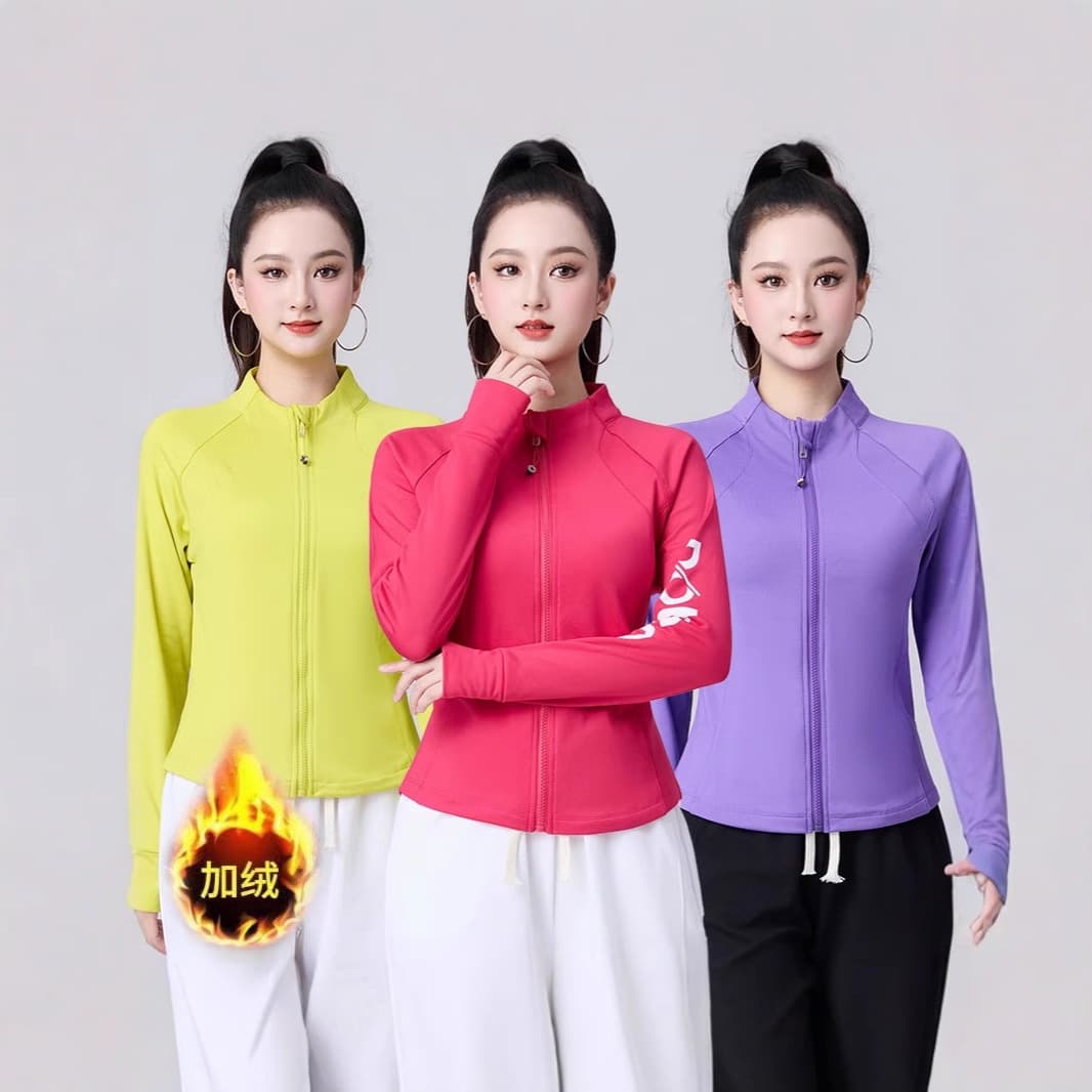 New Winter Fleece-Lined Long-Sleeve Hooded Top for Square Dance, Gymnastics, Dance Performance, Jogging, Morning Run, Sports, and Fitness
