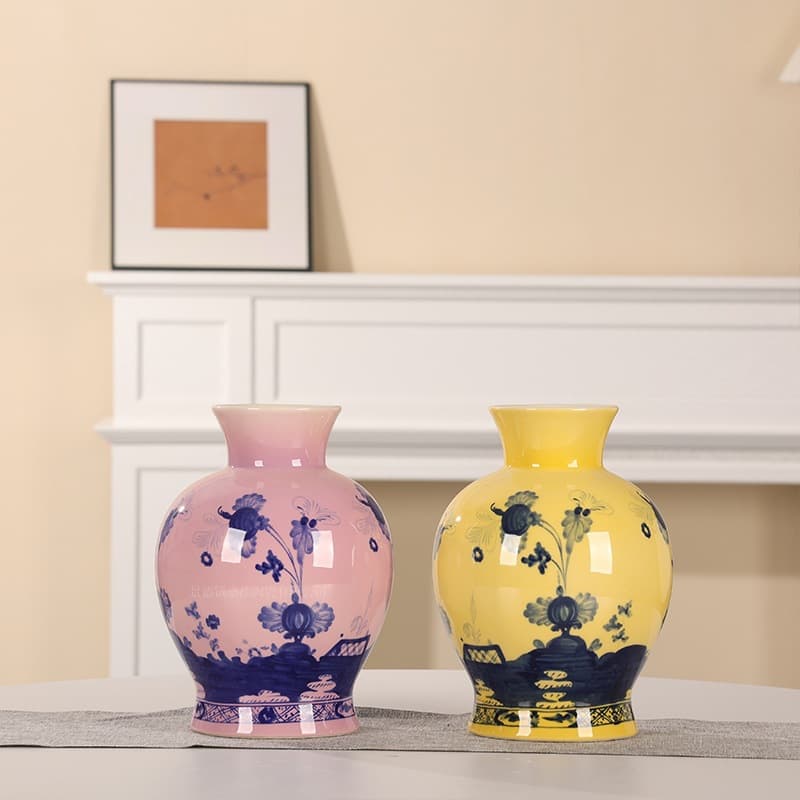 Powder Glaze Blue and White Ceramic Vase Set Retro Home Colorful Decorative Bottle Living Room Flower Arrangement Ornament Jingdezhen Porcelain