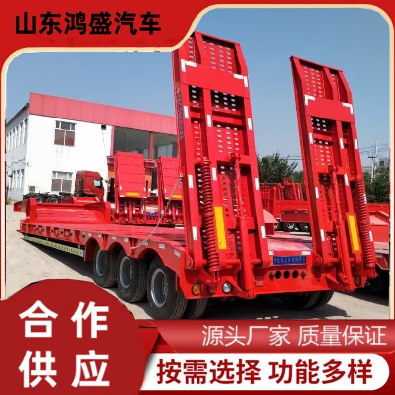 Single-section hydraulic climbing ladder equal-width goose head 13.75 low flatbed semi-trailer whole vehicle fully flat