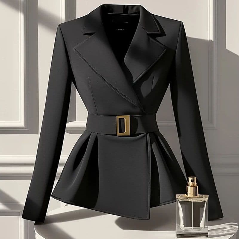 Autumn new style black suit jacket, ladylike design, niche and super good-looking top for women