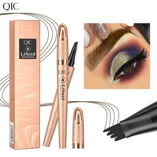QIC Gold Tube Wild Eyebrow Four-Claw Liquid Eyebrow Pencil Waterproof Smudge-Proof Four-Head Split Water Eyebrow Pen Cross-Border Makeup