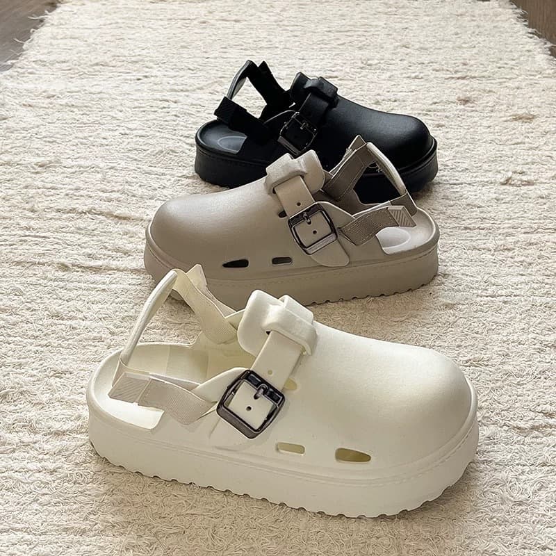 Women's platform clogs, summer outdoor wear, 2025 new style nurse/medical staff closed-toe sandals, detachable beach sandals