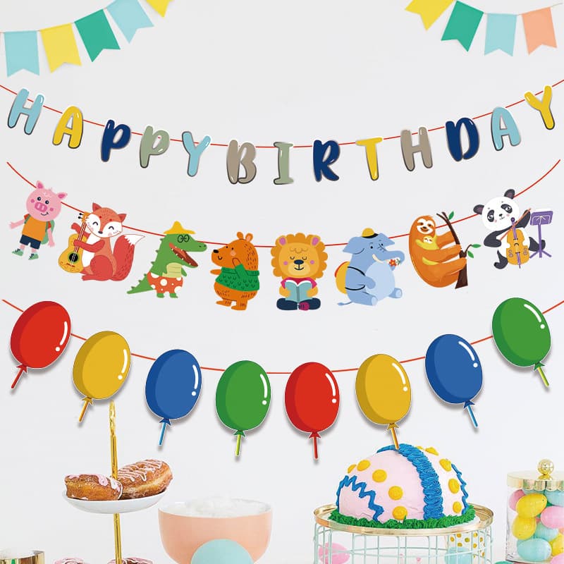 Happy Birthday Gold Foil Fishtail Banner HAPPY BIRTHDAY Letter Flag Party Background Wall Decoration