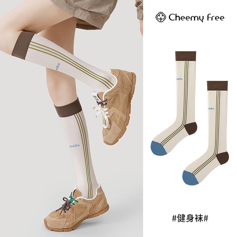 CHEEMY FREE Sports Compression Calf Socks for Women, Fashionable and Versatile Running Yoga Compression Slimming Long Socks