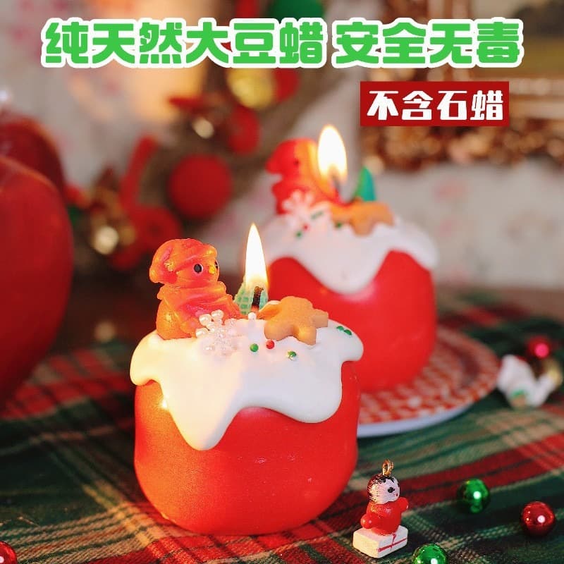 New Christmas Candle Blind Box Apple Snowman Gift Niche Scented Dessert Cake Atmosphere Wedding Souvenir