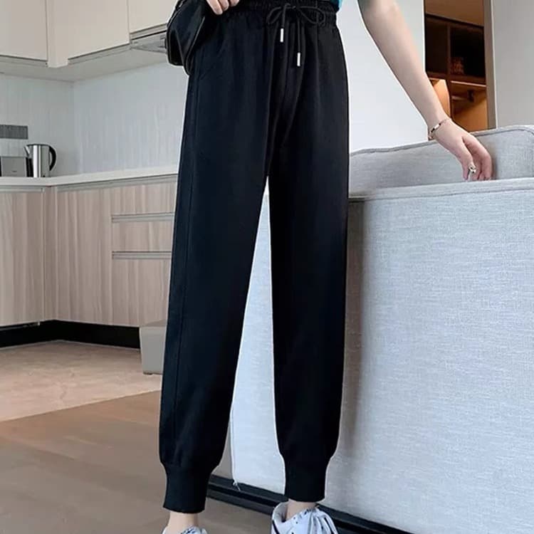 Japanese and Korean Style Women's Sweatpants, Autumn Winter Loose Fit Versatile Drawstring Joggers 2024 New Plus Size Casual Cotton Pants