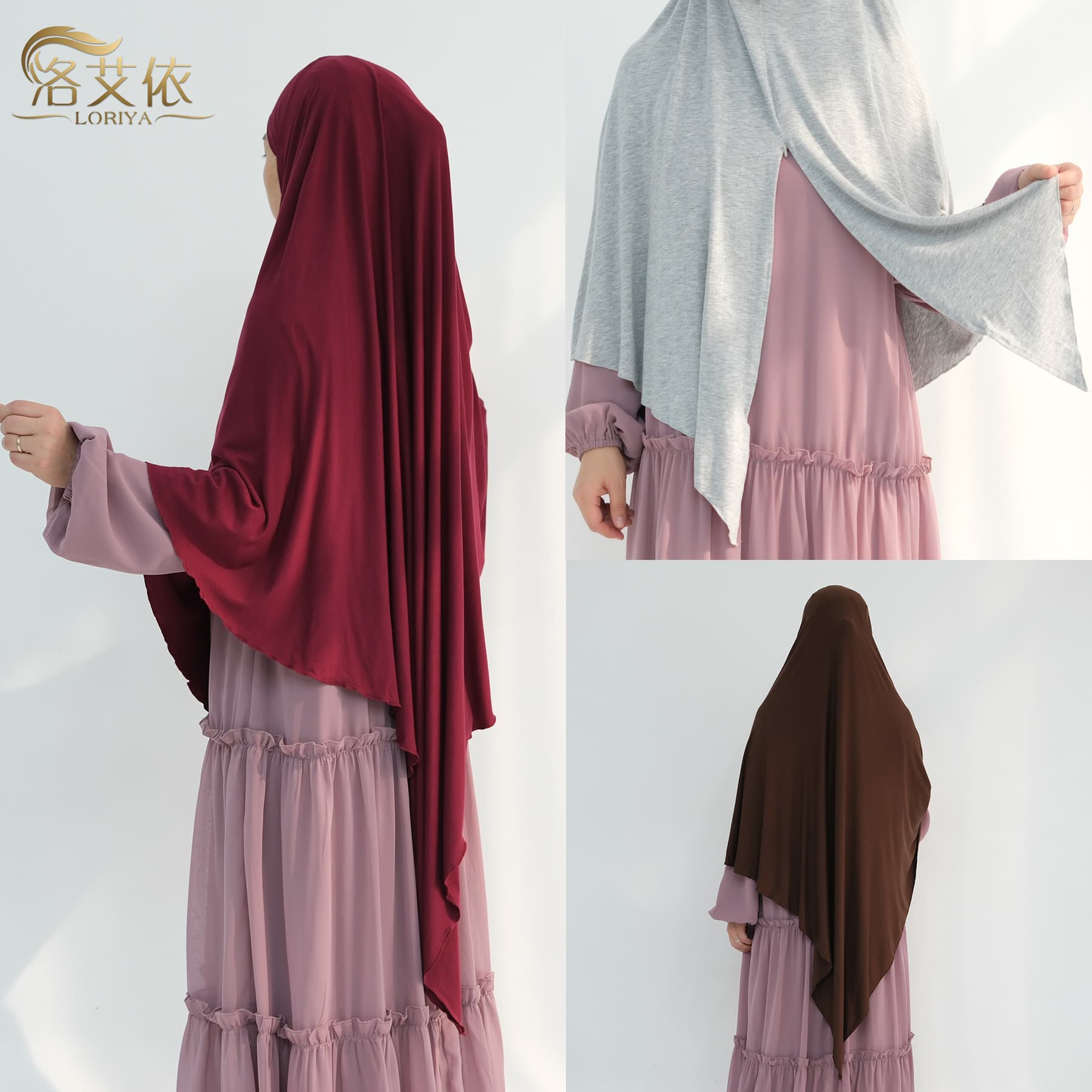 2024Loriya solid color zipper headscarf HJ933