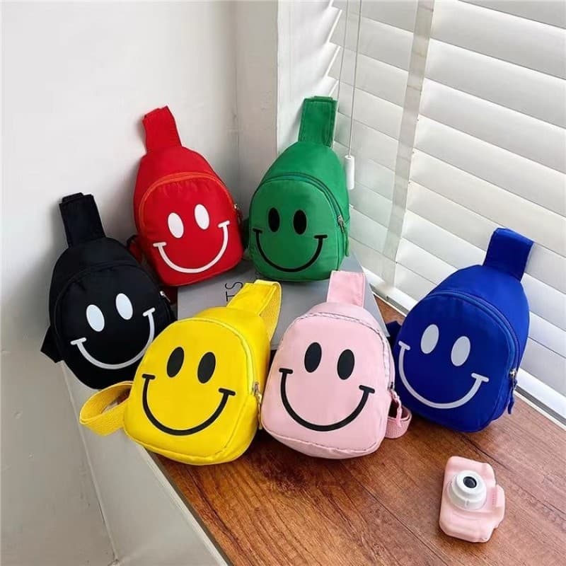 Elementary school cross-body smiling face kindergarten change cute cross-body colorful ins cute multi-color nylon cloth coin purse for women