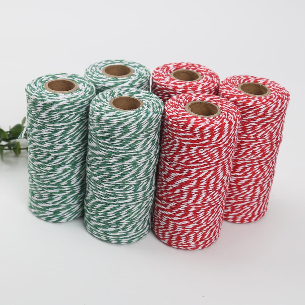 Tag Rope Christmas Red/White Cotton Rope Dual-color Cotton Thread DIY Handmade Weaving Colorful 2mm Thin Cotton Rope Zongzi Wrapping String