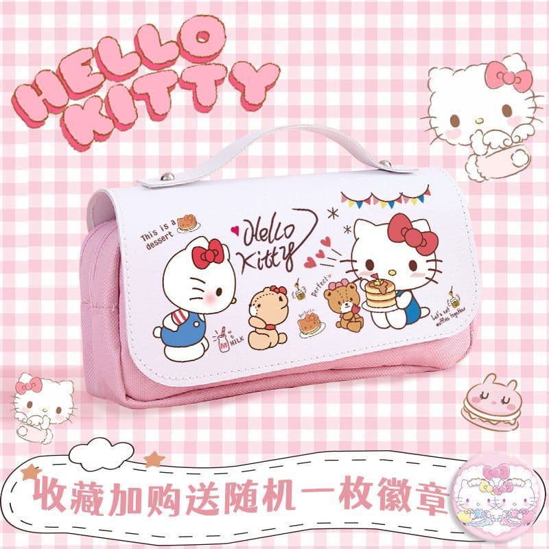 Sanrio peripheral KT cat co-branded large-capacity student stationery box for men and women with high-looking ins cute storage bag