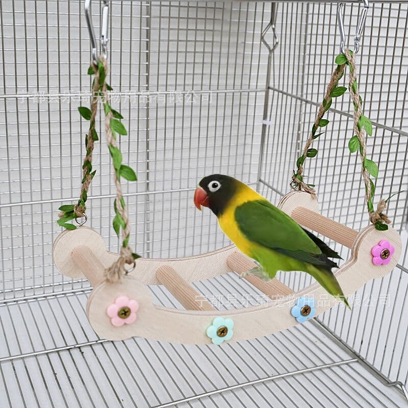 Parrot Hammock Swing Cradle Cotton Nest Solid Wood Hanging Nest Tiger Skin Black Phoenix Peony Bird Toy Parrot Supplies Wholesale
