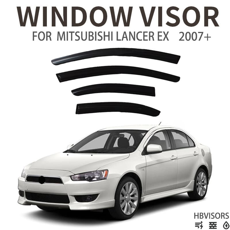 Window visor for 2007+ Mitsubishi LANCER EX Rain Guard Black Warrior