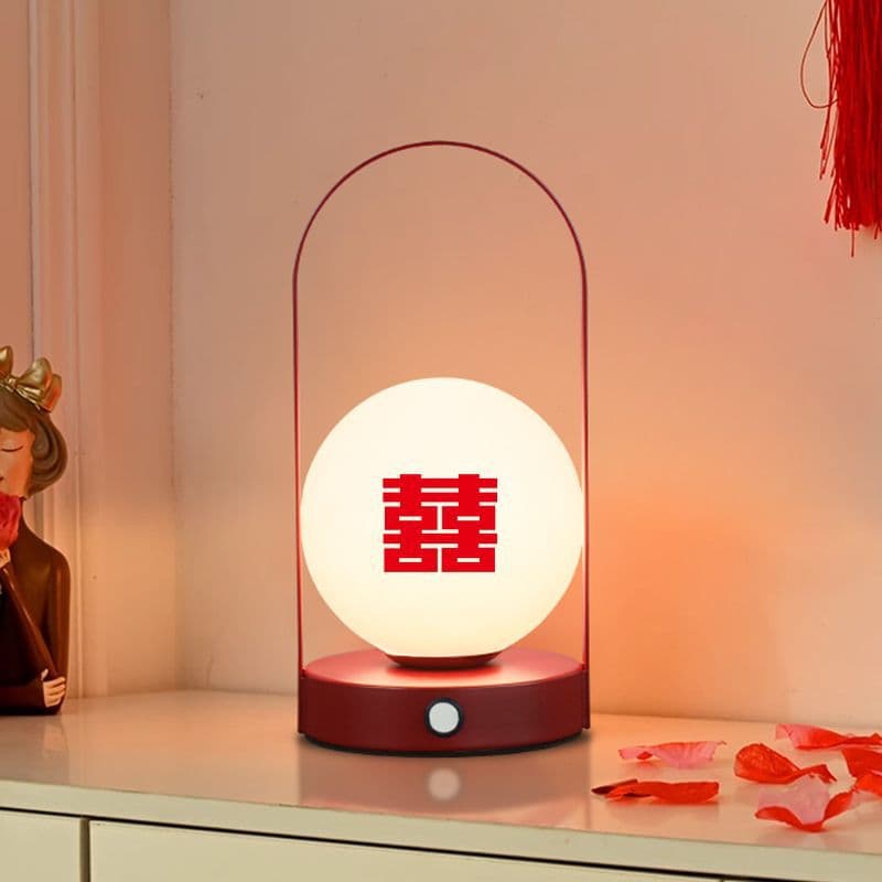 Dowry, newlywed, long-lit lantern, wedding, pair of high-end wedding room layout, red table lamp, bedside lamp, wedding gift for newlyweds