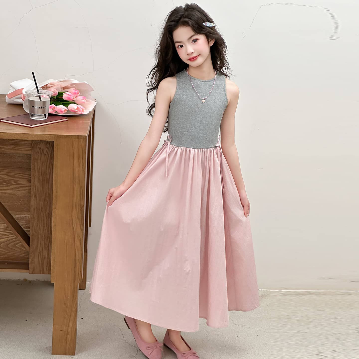 Girls Dress Summer 2026 New Style Medium-Large Kids Sweet Princess Dress Little Girl Sleeveless Vest Dress