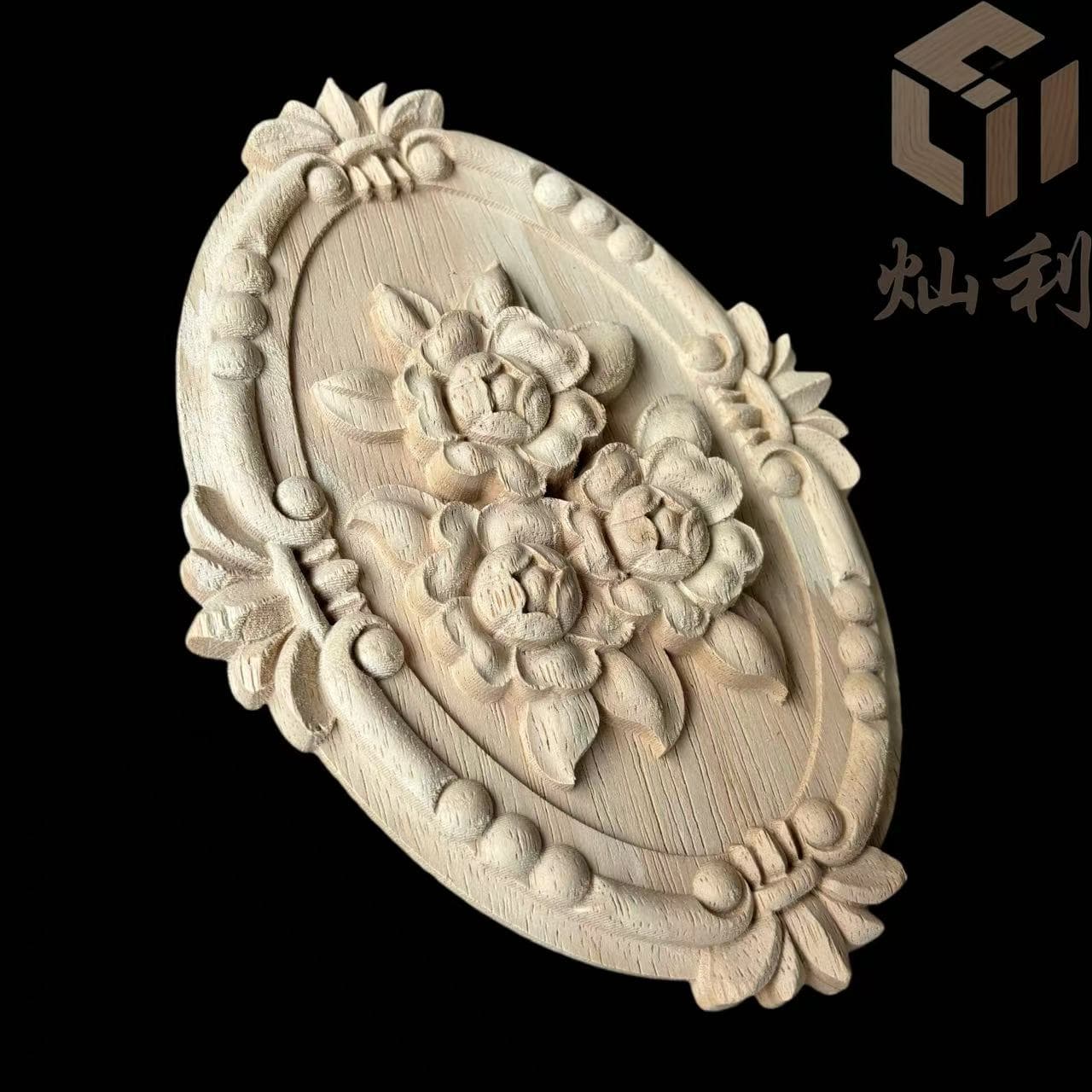 Dongyang Wood Carving European Style Solid Wood Furniture Decorative Carved Panels Cabinet Door Wooden Ornaments Openwork Carving Decoration Factory Direct Sales