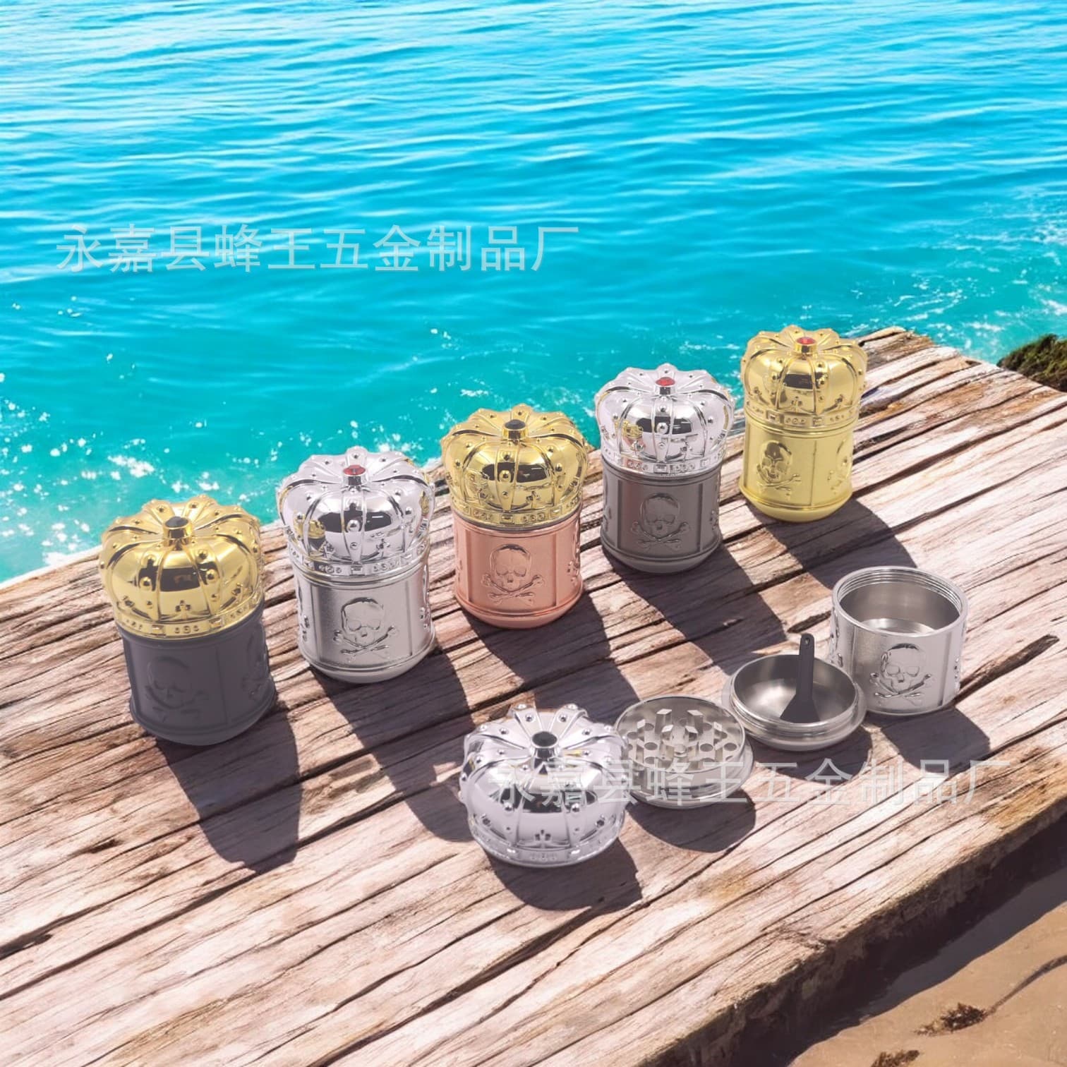 New Crown 50mm 4-Layer Wine Glass Shape Grinder Zinc Alloy Herb Grinder Factory Direct