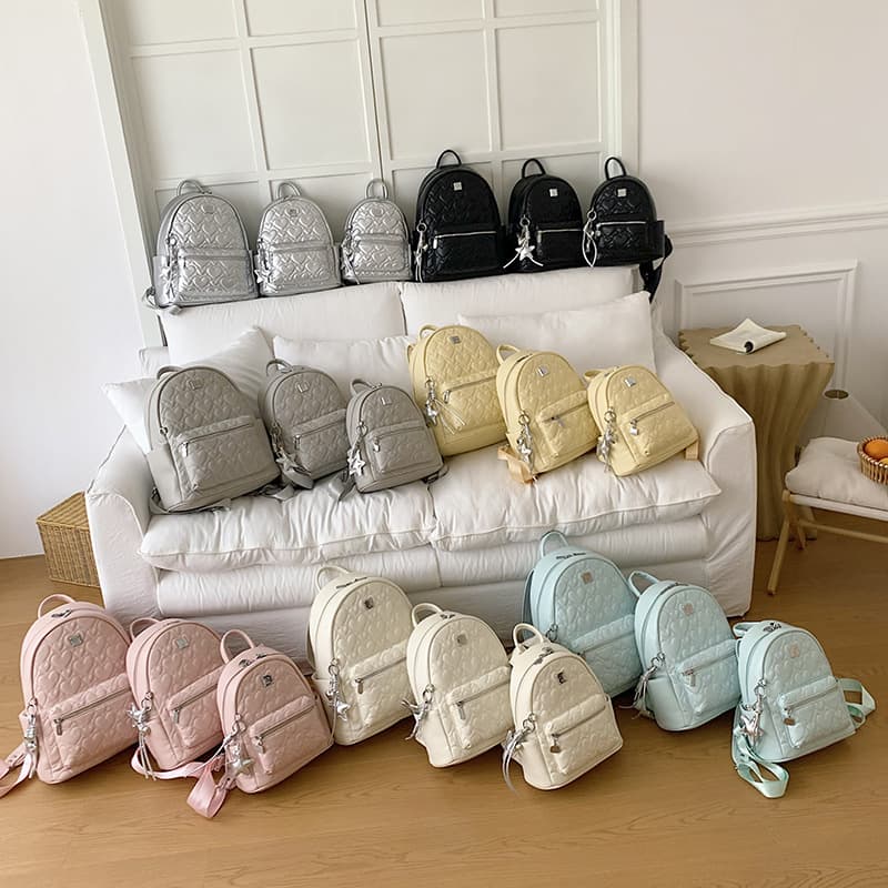 Heart Diamond Stitch Kids Backpack Macaron Solid Lightweight Girls Backpack Large Capacity School Style Backpack