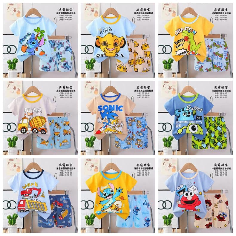 2026 Summer Children's Pajamas Korean Style Short Sleeve Short Pants Boys Girls Homewear Set Factory Direct Supply