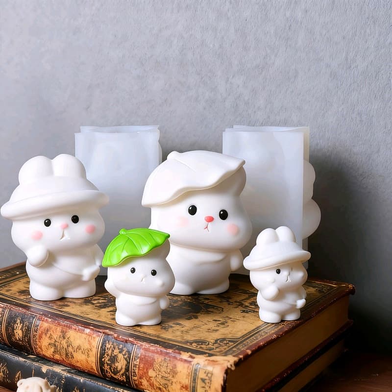 Cute Bunny Aromatherapy Candle Silicone Mold DIY Rabbit Fondant Chocolate Candle Clay Resin Mold