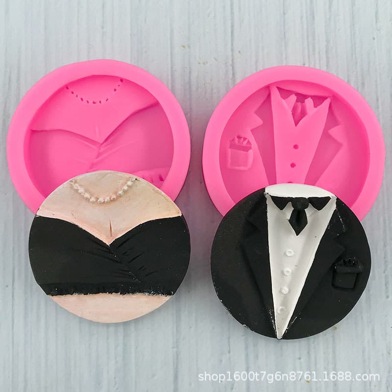 Silicone Mold Groomsmen Bridesmaid Wedding Couple Suit Ladies Tube Silicone Gel Drop Mold DIY Craft Ornament Casting Mould