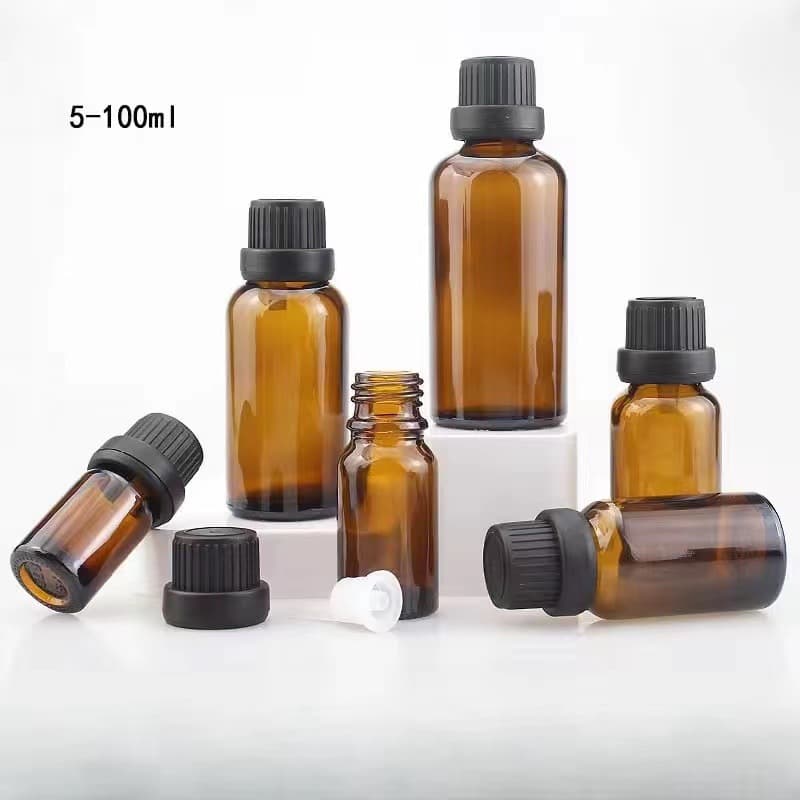 Amber Essential Oil Bottle 5-100ml Tamper-Proof Glass Essential Oil Bottle 10ml Essential Oil Refill Bottle In Stock