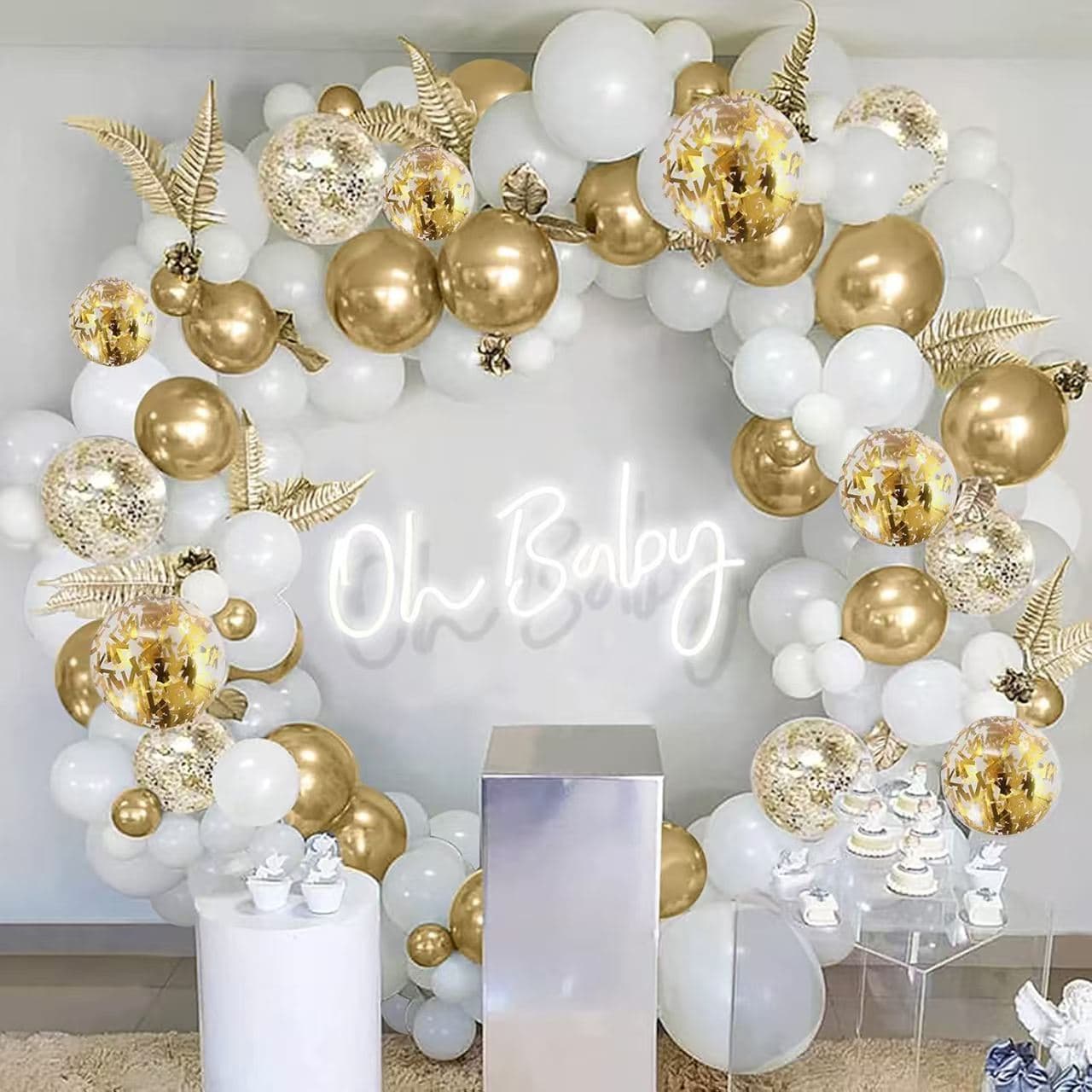 128 Piece Platinum Balloon Set for Wedding Birthday Bridal Shower Baby Shower Anniversary Party Decoration