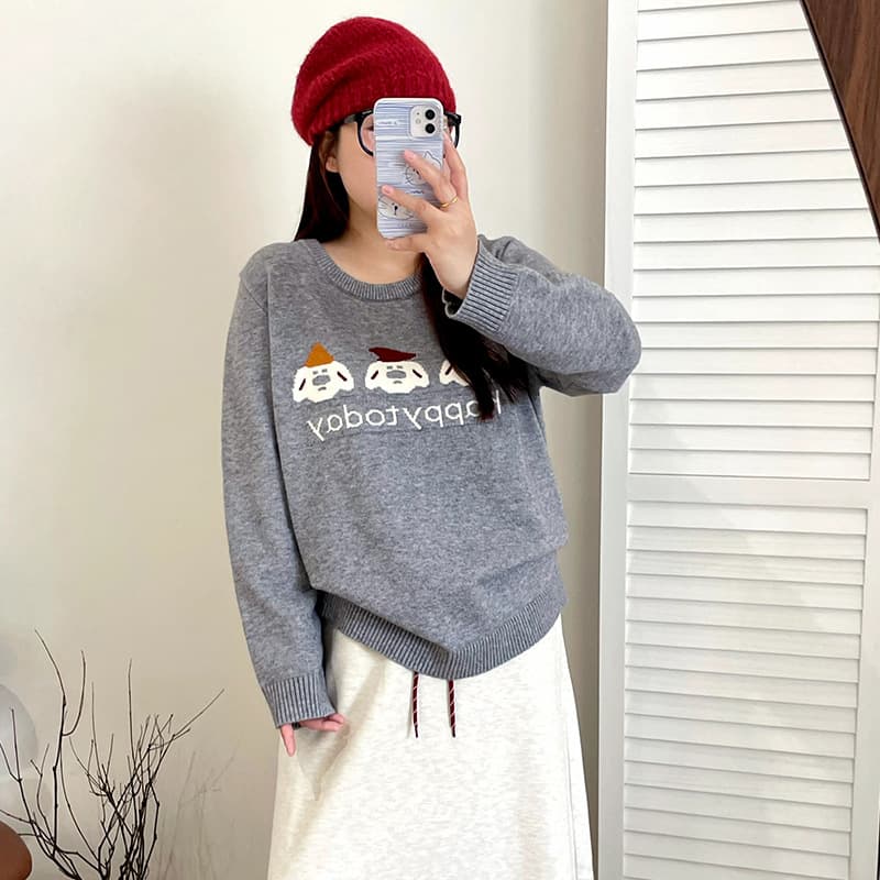 Plus Size Women's Round Neck Jacquard Bear Sweater, Winter 2025 Style, Casual Knitwear for Plus Size Women (Sizes 23560)
