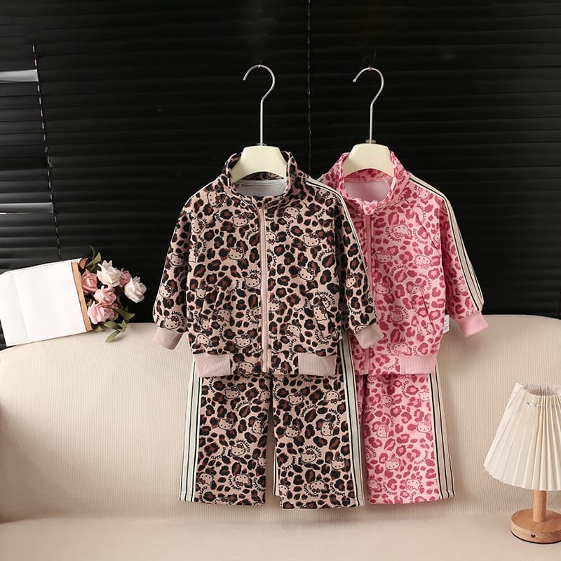 Young and middle-aged girls spring and autumn new style Korean style leopard print fashion casual sports suit
