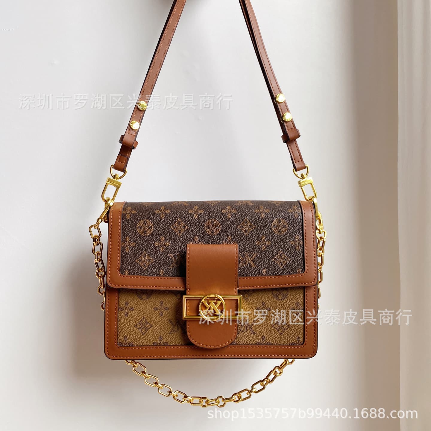 23 New Monogram Logo m&lv Genuine Leather Women's Bag dafuni Accordion Bag Shoulder Crossbody Chain Bag Messenger Bag