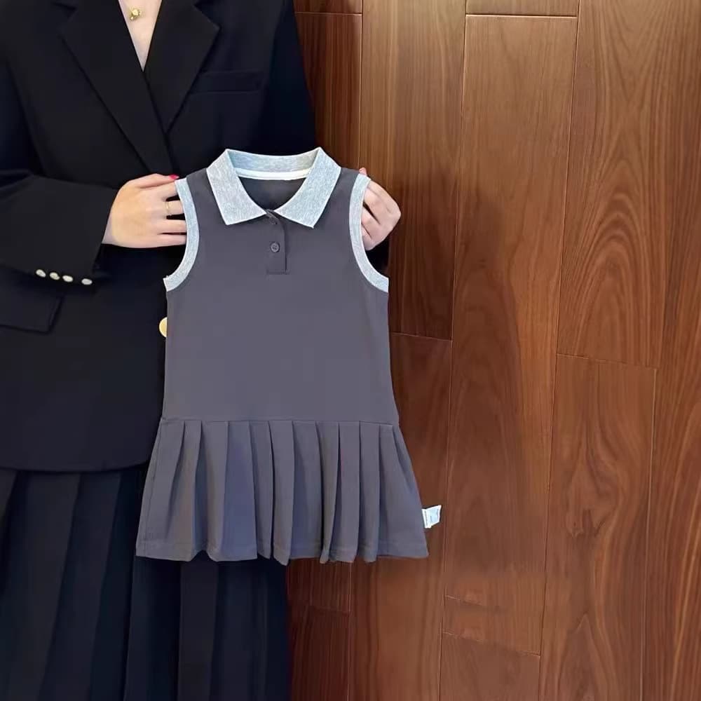 Girls Dress Summer Baby Girl Sports Style Tank Top Dress Korean Fashionable Little Girl College Style Polo Skirt
